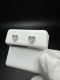 10k White Gold Heart Shape 1/10ctw Natural Diamond Cluster Studs 1.0g