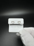 8mm 10k White Gold 1/5ctw Natural Diamond Cursive Style Heart Outline Studs .7g