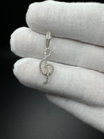 1” 10k Yellow Gold Music Note Pendant 1/2ctw Natural Diamonds 3.9mm Bail 1.0g
