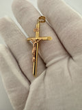 2” 14k Yellow Gold Cross & Rose Gold Crucifix 5.7mm Bail 2.0g