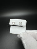 8mm 10k White Gold 1/5ctw Natural Diamond Cursive Style Heart Outline Studs .7g