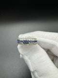 Size 6 Silver 1/3ctw Natural Diamond & Natural Sapphire Ring 3.7g