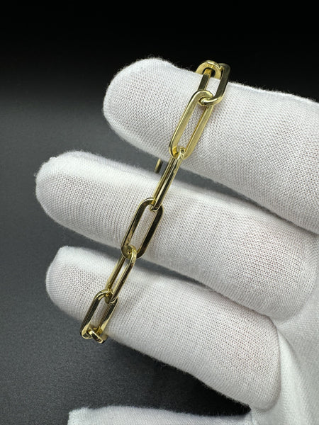 7” 14k Yellow Gold Paperclip Bracelet 6.5mm 4.3g