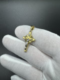 1.25” 14k Gold Two-tone Crucifix 3mm Bail 1.3g