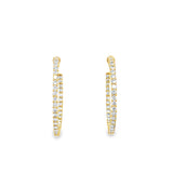 1.00ctw lab grown diamond 1 inch inside-out hoop earrings in 14K yellow gold - Ott Family Jewelry