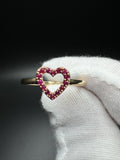 Size 7 14k Yellow Gold Natural Ruby Heart Outline Ring 1.5g