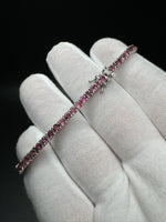 7.5” Silver 3mm Pink Tourmaline Tennis Bracelet 12g
