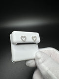 8mm 10k White Gold 1/5ctw Natural Diamond Cursive Style Heart Outline Studs .7g