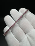 7.5” Silver 3mm Pink Tourmaline Tennis Bracelet 12g