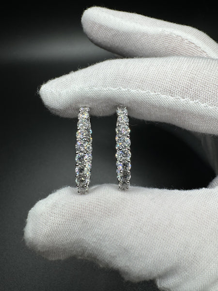 25mm Silver 5ctw VS/VVS Lab Diamond Inside Out Hoops 7.1g