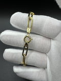 7” 14k Yellow Gold Paperclip Bracelet 6.5mm 4.3g