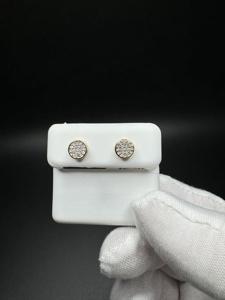6.5mm 10k Yellow Gold .15ctw Natural Diamond Circle Cluster Studs 1.1g