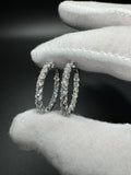 25mm Silver 5ctw VS/VVS Lab Diamond Inside Out Hoops 7.1g