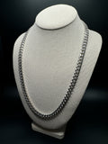 8mm Rhodium Plated Diamond Cut Silver Cuban Chain