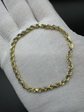 8” 14k Yellow Gold Rope Bracelet 3.6mm 12.14g