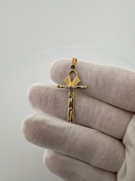 1.75” 14k Gold Cross/Crucifix 2.6mm Bail 2.7g