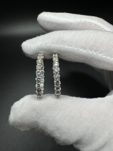 25mm Gold over Silver 5ctw VS/VVS Lab Diamond Inside Out Hoops 7.6g