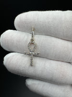 1.5” 10k Yellow Gold Ankh Pendant 1/2ctw Natural Diamonds 4.8mm Bail 1.6g