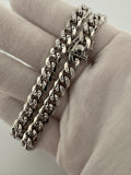 8mm Rhodium Plated Diamond Cut Silver Cuban Chain