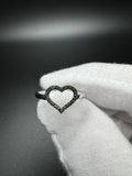 Size 7 Silver Natural Green Diamond Heart Outline Ring 1.4g