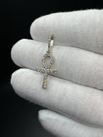 1.5” 10k Yellow Gold Ankh Pendant 1/2ctw Natural Diamonds 4.8mm Bail 1.6g