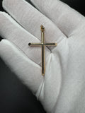 2” 14k Yellow Gold Thin Round Cross 2.7mm Bail 2.6g