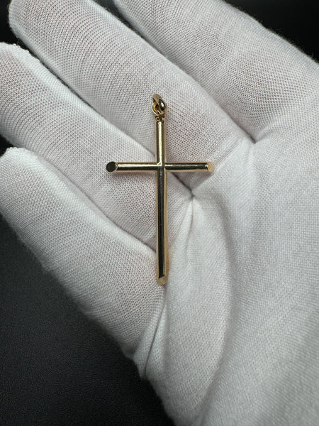 2” 14k Yellow Gold Thin Round Cross 2.7mm Bail 2.6g