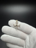 1" 10k Yellow Gold Maltese Cross 1/4ctw Natural Diamond w/ Sapphire Center Pendant 4mm Bail 1.74g
