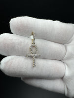 1.5” 10k Yellow Gold Ankh Pendant 1/2ctw Natural Diamonds 4.8mm Bail 1.6g