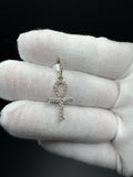 1.5” 10k Yellow Gold Ankh Pendant 1/2ctw Natural Diamonds 4.8mm Bail 1.6g
