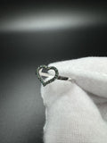 Size 7 Silver Natural Green Diamond Heart Outline Ring 1.4g