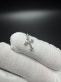 3/4" 10k White Gold 1/10ctw Natural Diamond Gothic Cross 2mm Bail .8g