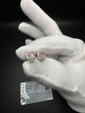 9x7mm 14k White Gold EGL Certified 1.05ctw Fancy Pink VS1 Oval Lab Diamond Studs with .25ctw E VVS2 Lab Diamond Halo 3.3g