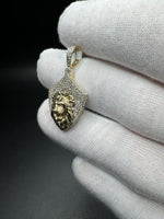 1.5” 10k Yellow Gold Iced Out Lion Pendant 1ctw Natural Diamonds 5.1mm Bail 3.6g