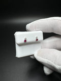 14k White Gold Ruby & Natural Diamond Drop Studs .7g