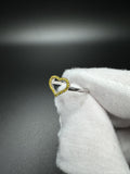 Size 7 Silver Natural Yellow Diamond Heart Outline Ring 1.4g