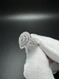 Size 7 10k White Gold 2.1ctw E-F VS1 Pear Shape Center Lab Diamond Ring 5.3g