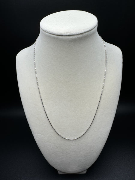 18” 18k White Gold Italian Fancy Link 1mm