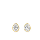 3.00ctw pear shape lab grown diamond bezel set martini stud earrings in 14K yellow gold - Ott Family Jewelry