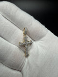 1.25" 10k Yellow Gold Cross 1/2ctw Natural Diamond Pendant 6.7mm Bail 2.43g
