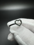 Size 7 Silver Natural Green Diamond Heart Outline Ring 1.4g