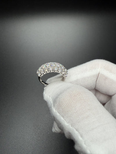 Size 7 14k White Gold 3ctw E-F VS/VVS Lab Diamond 3 Row Fashion Ring 4.35g
