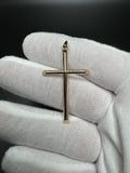 2” 14k Yellow Gold Thin Round Cross 2.7mm Bail 2.6g
