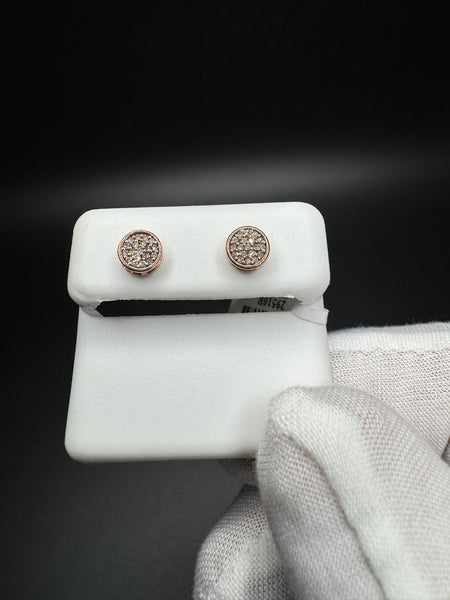 6.5mm 10k Rose Gold .15ctw Natural Diamond Circle Cluster Studs 1.1g