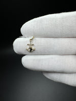 3/4” 10k Yellow Gold & Natural Diamond Anchor Cross 2.2mm Bail 0.9g