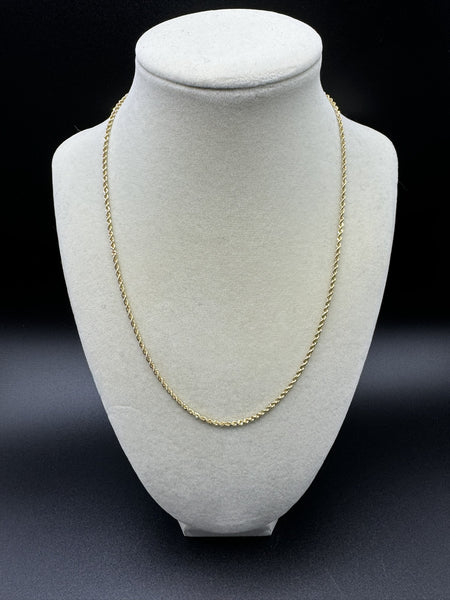 18” 14k Yellow Gold Rope 2mm 7.13g