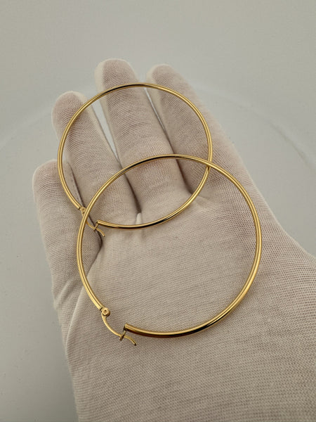 60mm x 2mm 14k Yellow Gold Hoops 4.52g