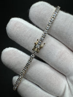 7.5” Gold over Silver 5ctw VS/VVS Lab Diamond Tennis Bracelet 6.5g