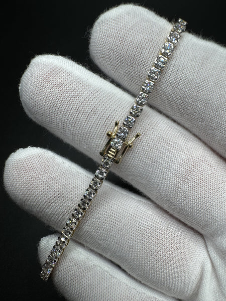 7.5” Gold over Silver 5ctw VS/VVS Lab Diamond Tennis Bracelet 6.5g