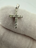 3/4” 14k White Gold Cross 1/4ctw Natural Diamonds 2.5mm Bail .6g